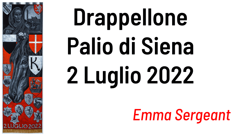 svelato il drappellone palio 2 luglio 2022 opera di emma sergeant